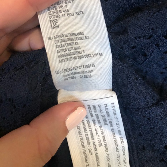 Hollister Navy Blue Lace Off Shoulder Bodysuit - Picture 2 of 11